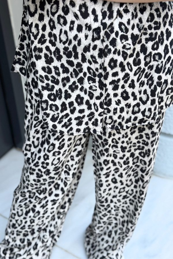 Leopard Set Shirt/Pant Grey