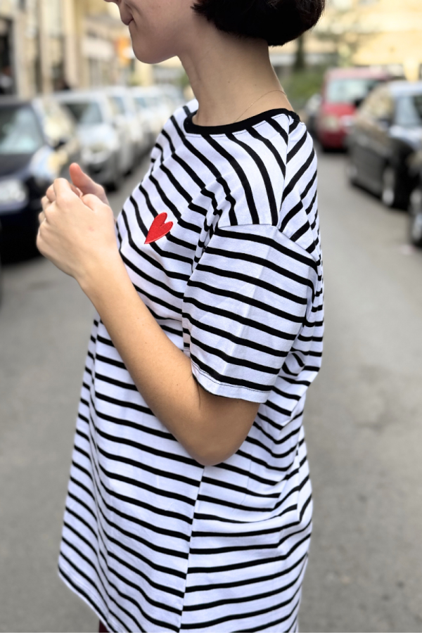 Black Striped T-Shirt Heart