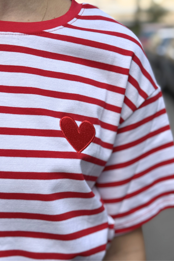 Red Striped T-Shirt Heart