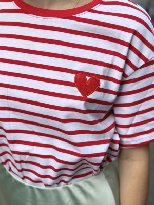 Red Striped T-Shirt Heart