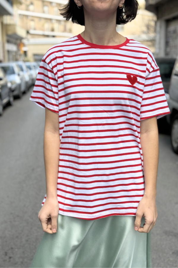 Red Striped T-Shirt Heart