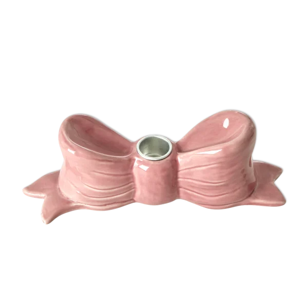 Bow Ceramic Candle Holder Pink