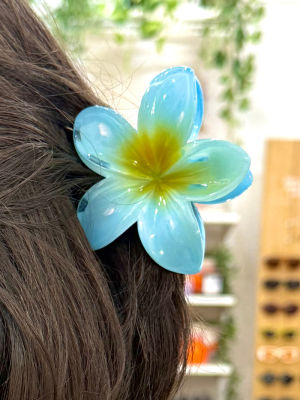 Hawaiian Flower Hair Clip Light Blue