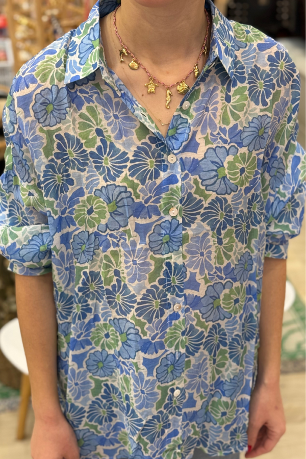 Floral Blue Shirt