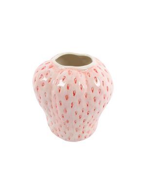 Vase Ceramic Pink Strawberry Medium