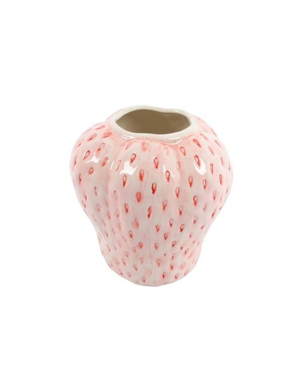 Vase Ceramic Pink Strawberry Medium