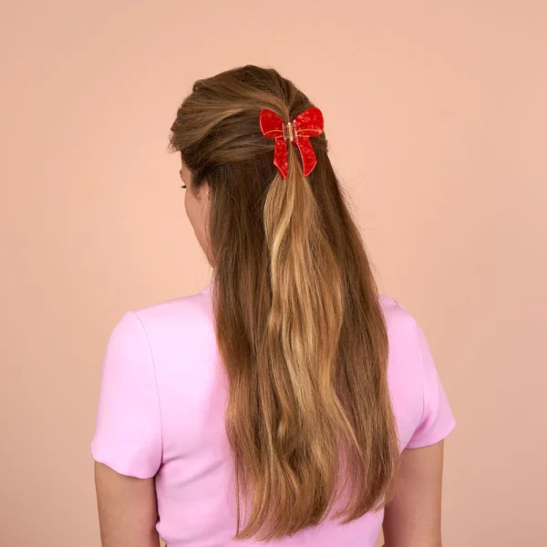 Hair Claw Bow Red