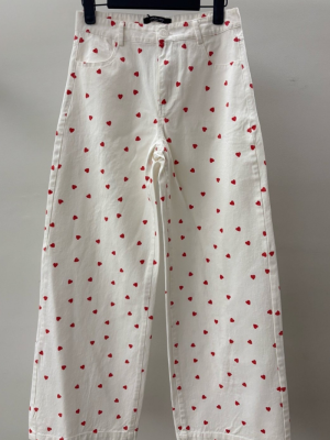 Jean Pant with Hearts White