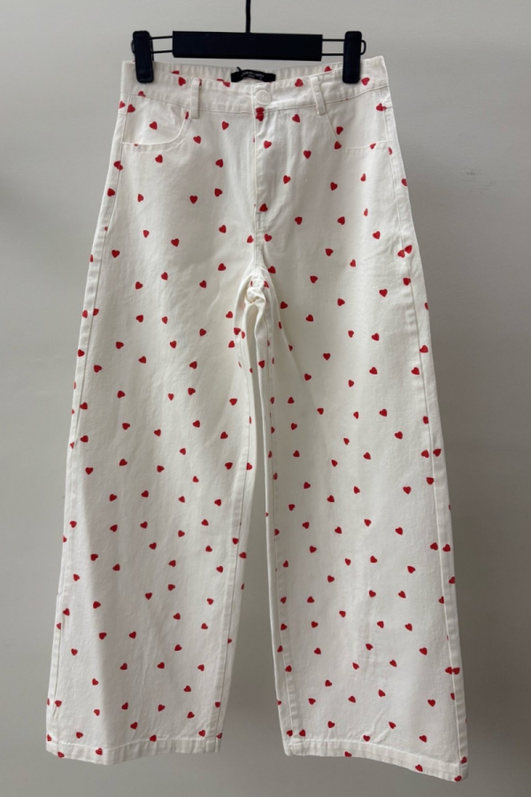 Jean Pant with Hearts White