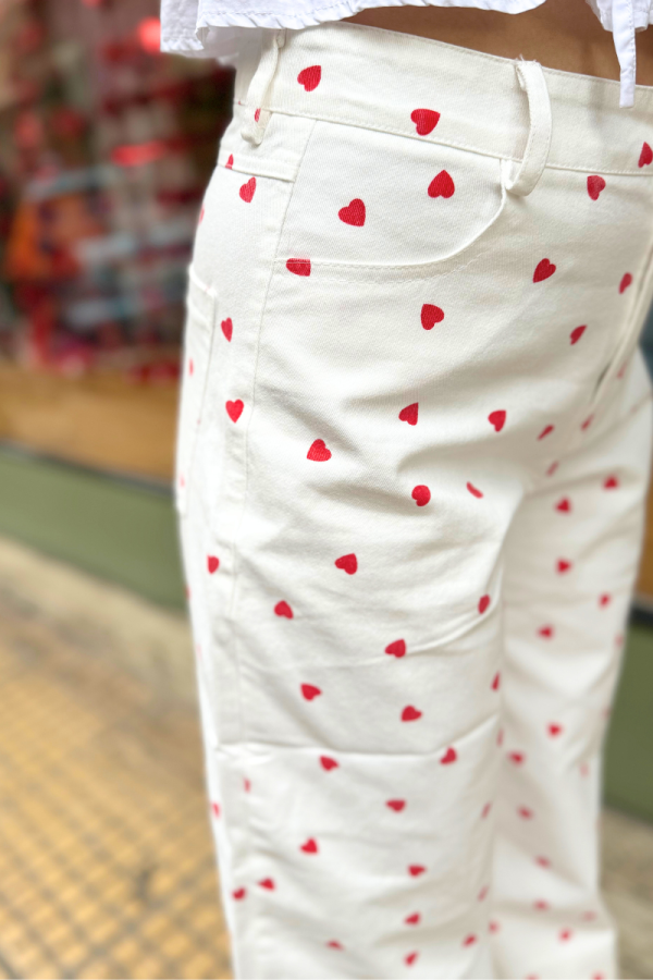 Jean Pant with Hearts White