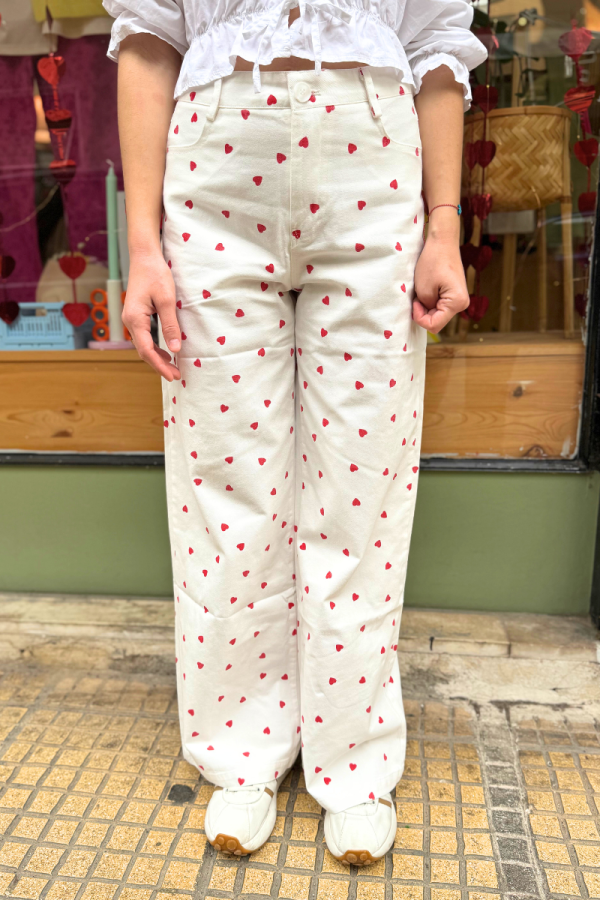 Jean Pant with Hearts White